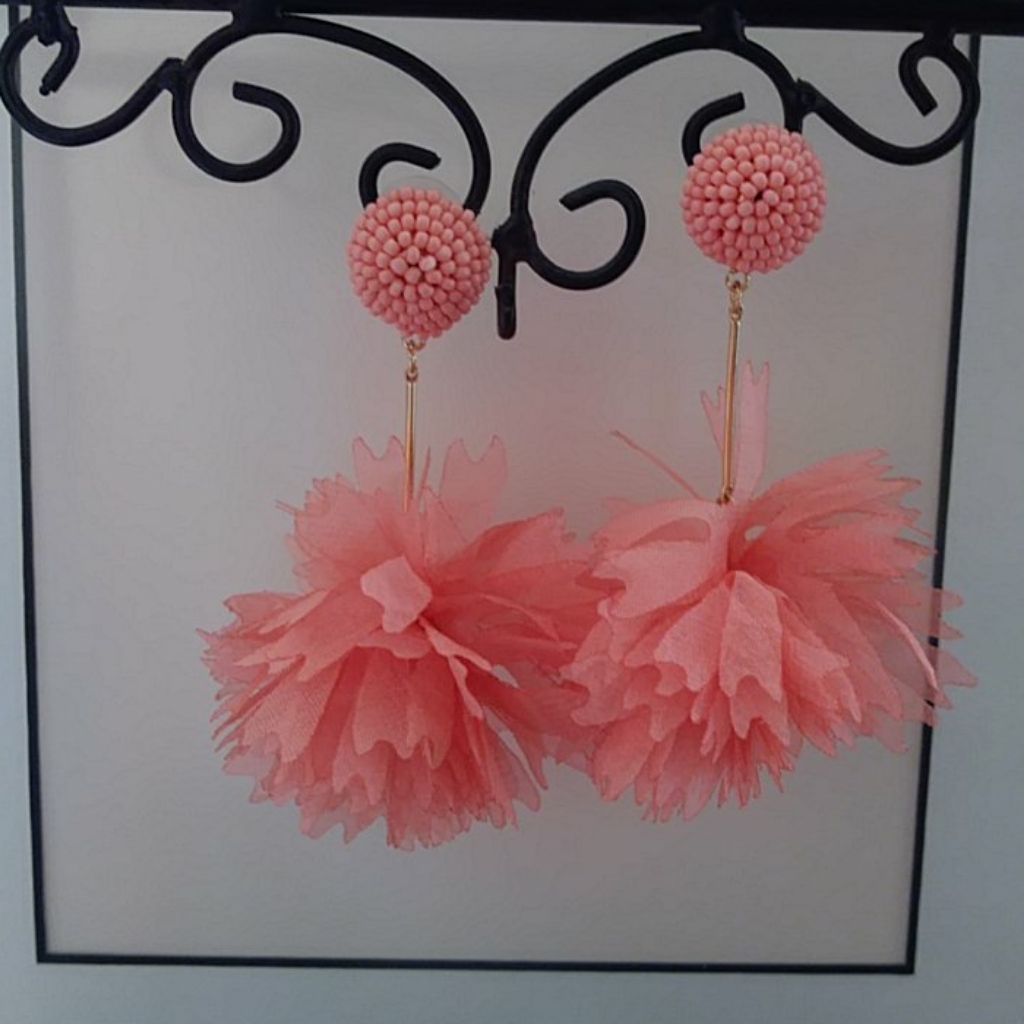 - Stella Ruby BeadsChiffon Tassels Earrings 15$